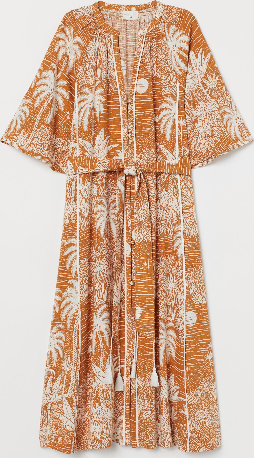 

Платье H&M 2402-8538051 S Горчичное с белым