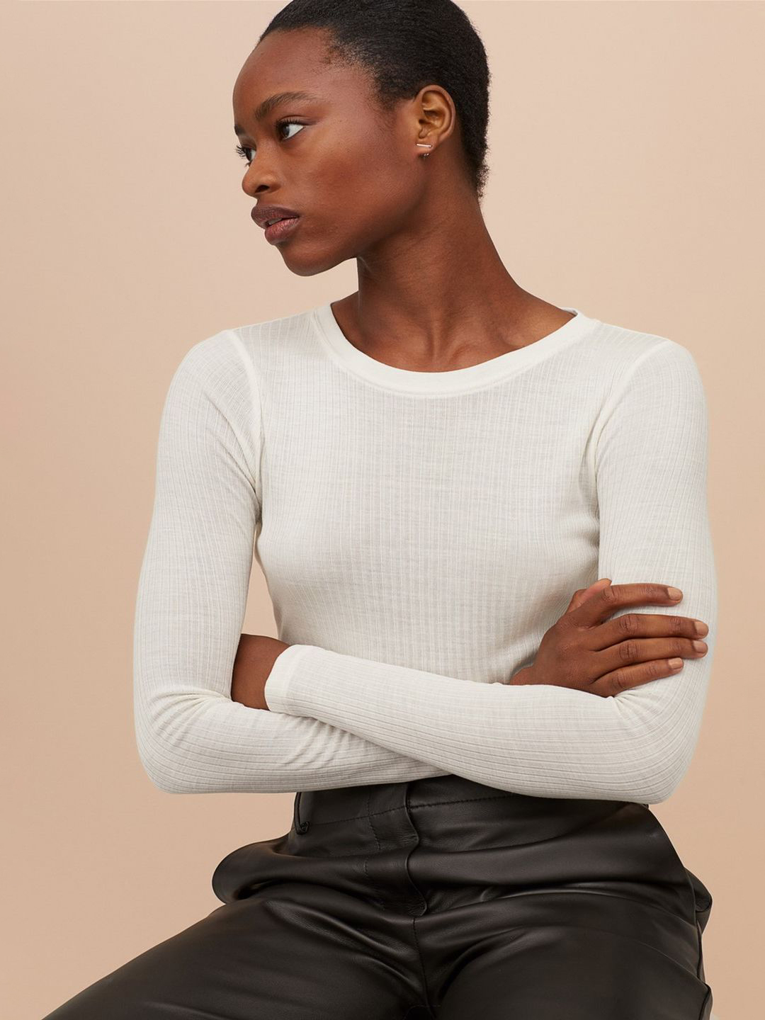 

Лонгслив H&M 0803593-0 L Белый