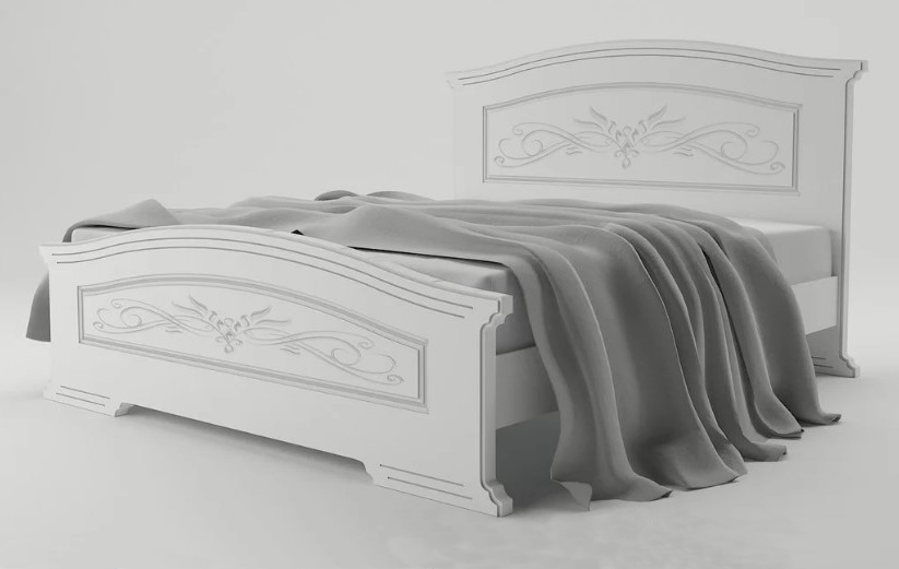 

Кровать Неман Анабель полуторная белый/патина серебро с деревянным вкладом 140х200