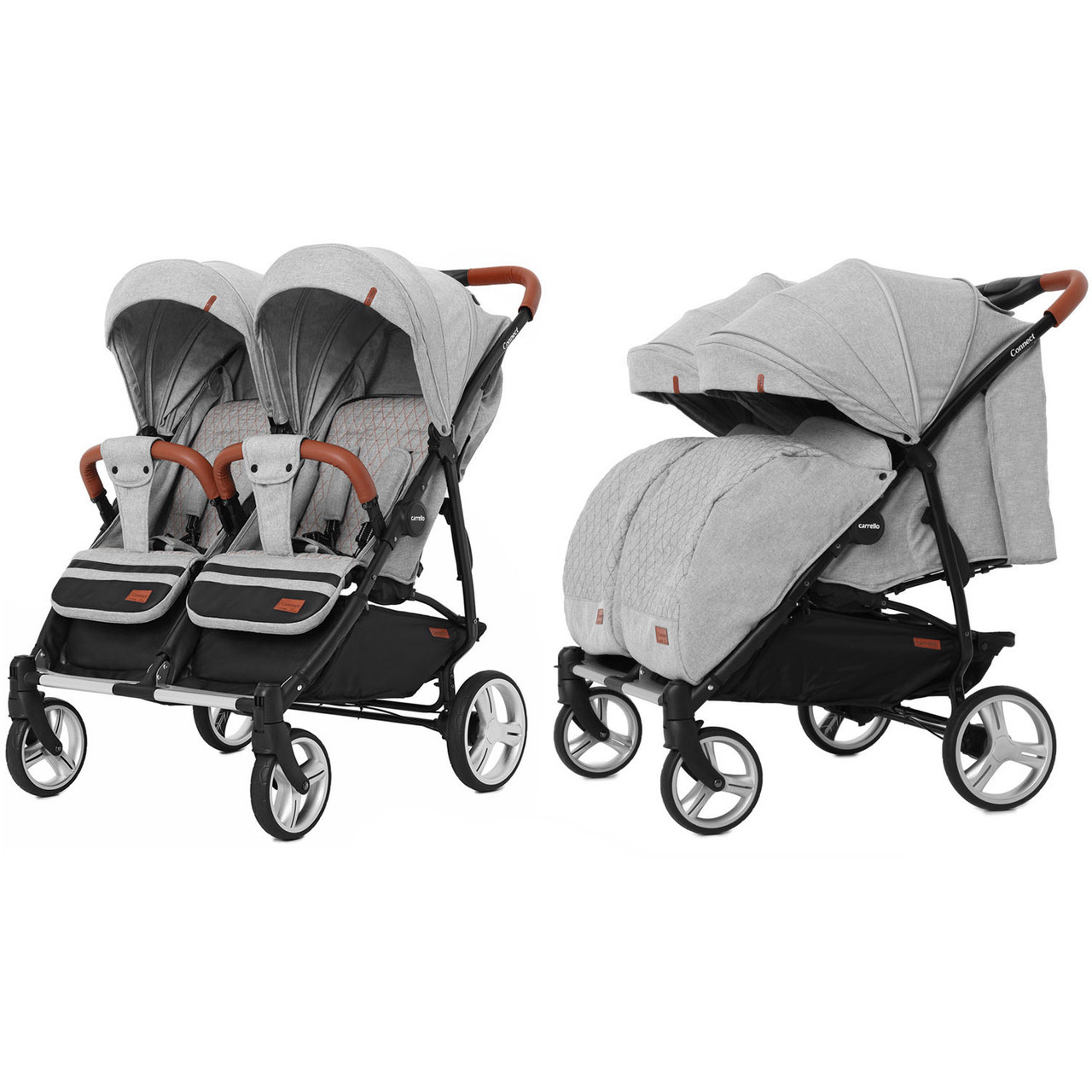 

Коляска прогулочная Baby Tilly Connect CRL-5502 Rock Gray для двойни, в льне +дождевик /1/ MOQ