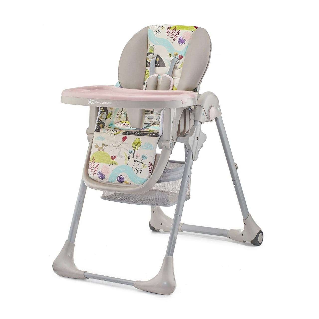 

Стульчик для кормления Kinderkraft Yummy Up pink leaf