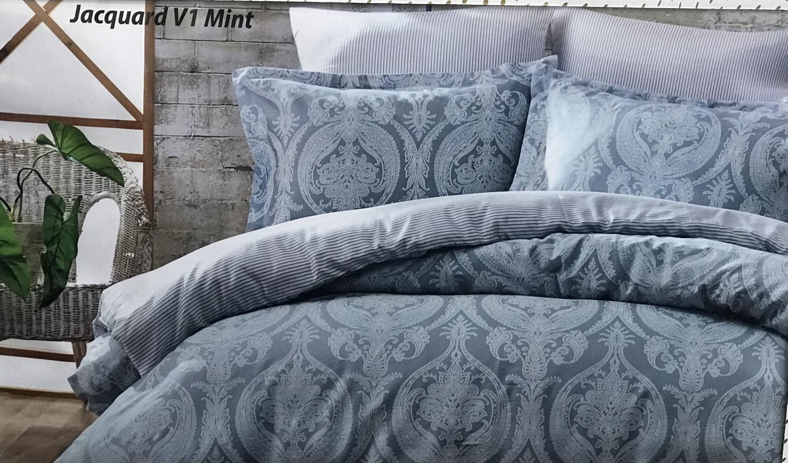 

Комплект постельного белья Zugo Home сатин Jacquard евро голубой