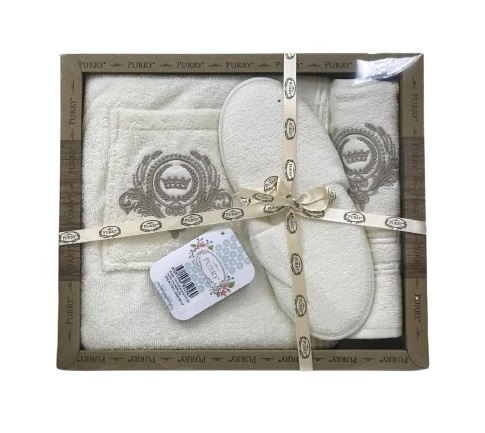 

Мужской комплект для бани Purry (юбка, полотенце 50*90, тапочки) кремовый (ts-02391)