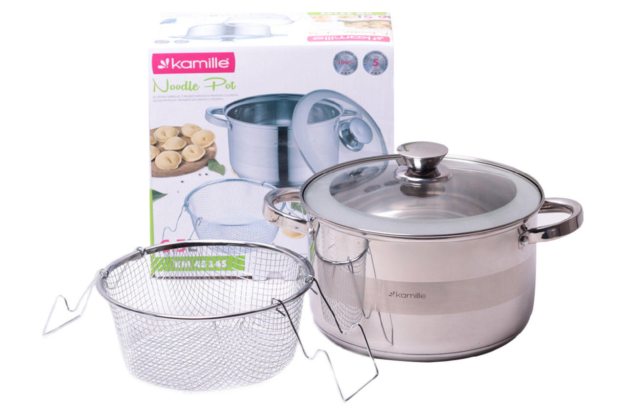 Кастрюля нержавеющая Kamille Ø 6,5 л 24 см, с дуршлагом
