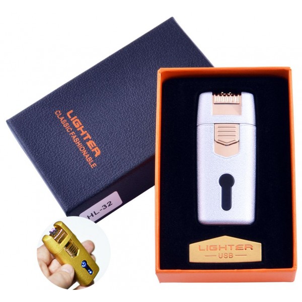 

Зажигалка в подарочной коробке Lighter (Двойная молния) №HL-32 White