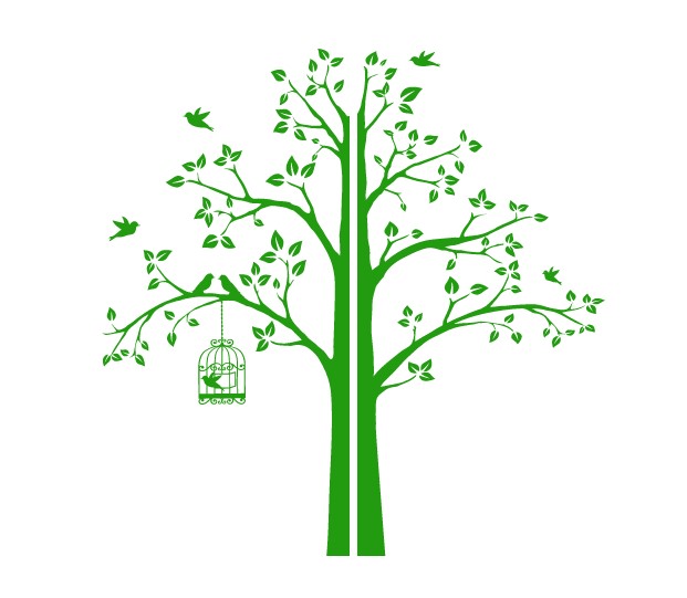

Интерьерная наклейка IdeaClock Tree with a cage, corner 190х195 см Желто-зеленый(62274-46-43)