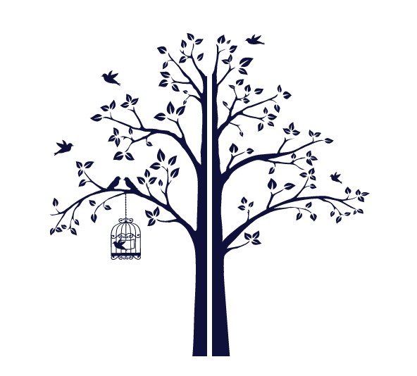 

Интерьерная наклейка IdeaClock Tree with a cage, corner 190х195 см Стальной синий(62274-46-22)