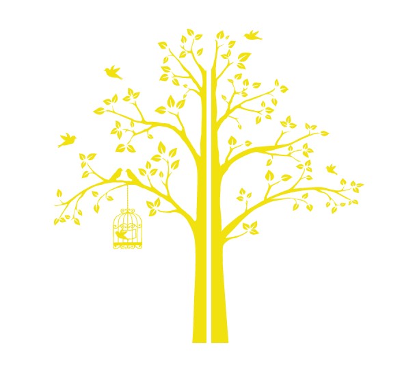 

Интерьерная наклейка IdeaClock Tree with a cage, corner 190х195 см Серно-желтый(62274-46-6)