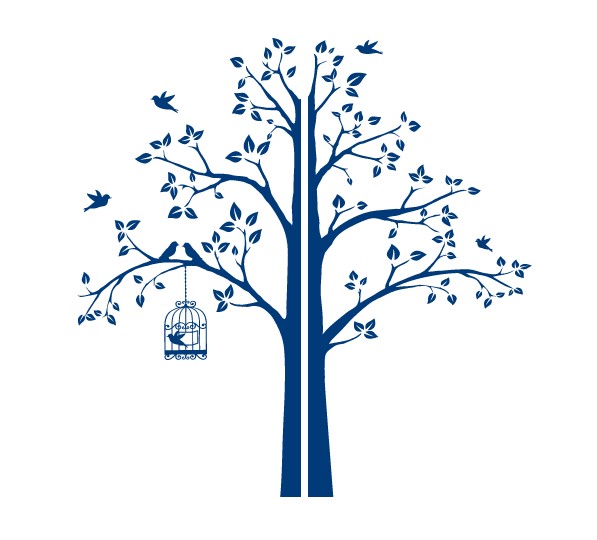

Интерьерная наклейка IdeaClock Tree with a cage, corner 190х195 см Синий(62274-46-27)