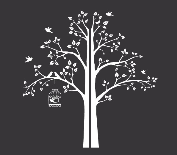 

Интерьерная наклейка IdeaClock Tree with a cage, corner 190х195 см Белый(62274-46-1)