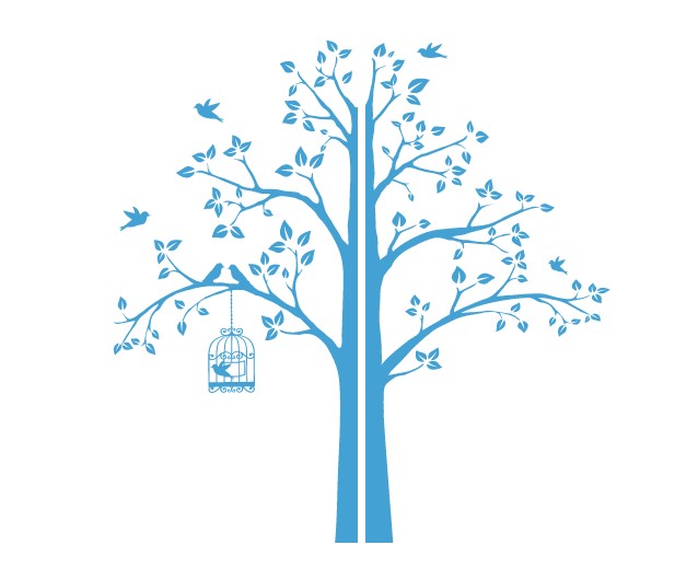

Интерьерная наклейка IdeaClock Tree with a cage, corner 190х195 см Светло-голубой(62274-46-34)