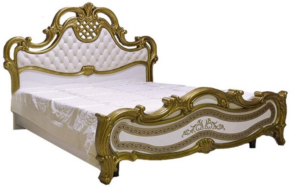 

Кровать двуспальная из ДСП 180*200 София Люкс Ретро Белый Світ меблів с ламелевым каркасом