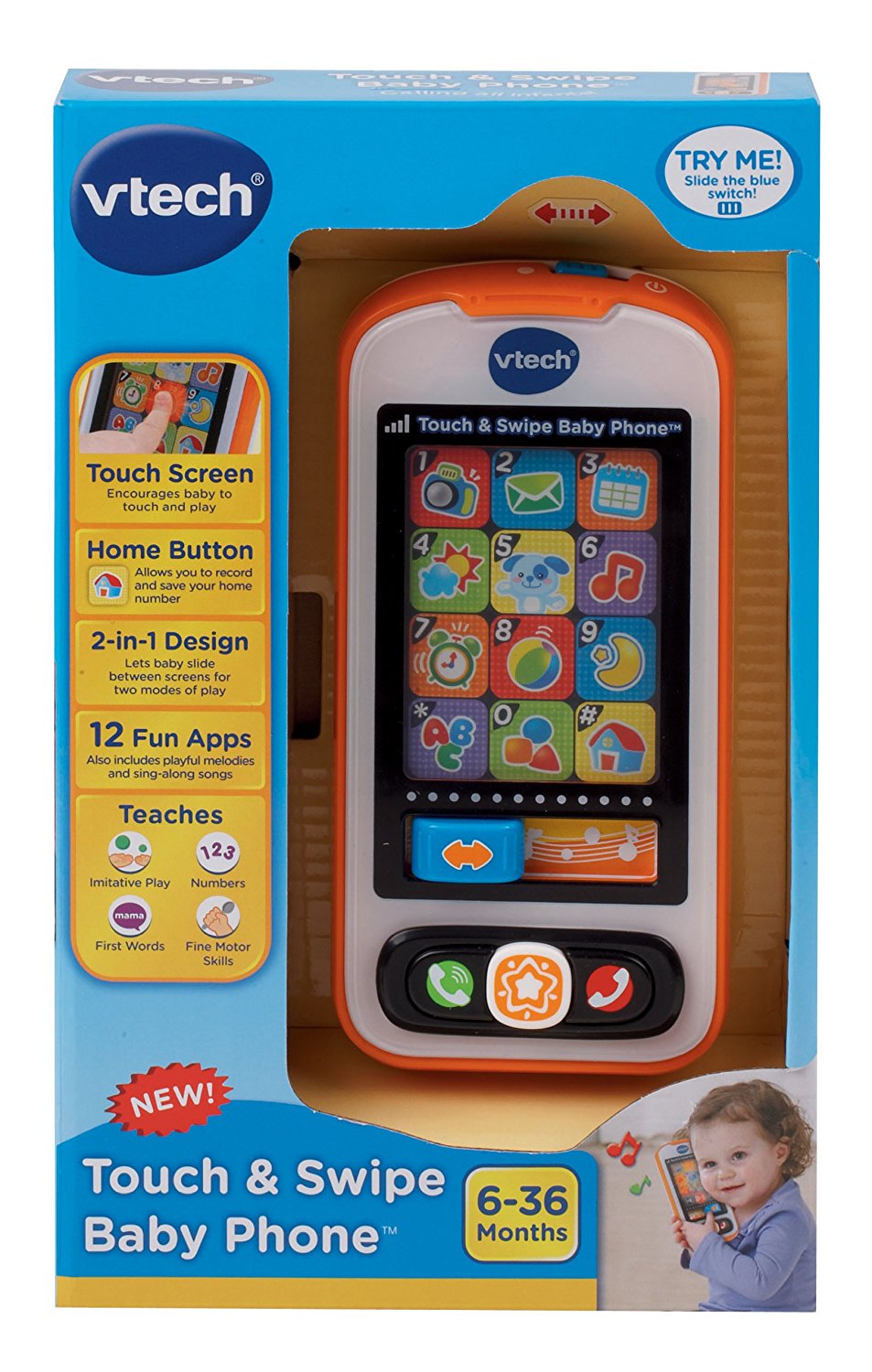 Детский музыкальный развивающий мобильный телефон для детей Vtech Touch &  Swipe Baby Phone витеч 80-146100 – фото, отзывы, характеристики в  интернет-магазине ROZETKA от продавца: ToyEx | Купить в Украине: Киеве,  Харькове, Днепре,