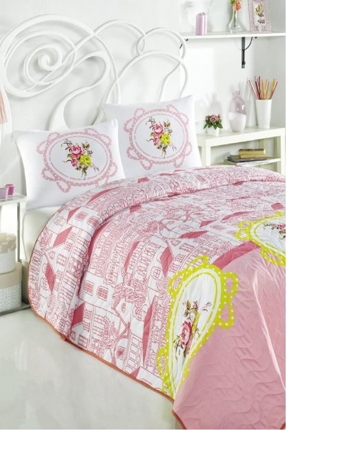

Покрывало стеганое Eponj Home Sirin Pembe 200х220 см + 2 наволочки 50х70 см
