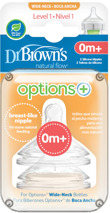 

Соска для бутылочки с широким горлышком Dr. Brown's Options+ 1-го уровня 0+ месяцев силикон 2 шт (WN1201-INTL)