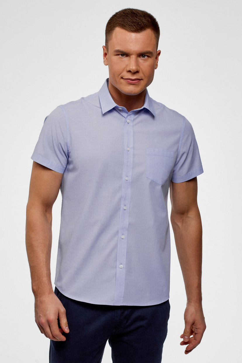 

Мужская голубая рубашка Oodji -182 3L210040M/46245N/7000N, Мужская голубая рубашка Oodji 38-182 3L210040M/46245N/7000N