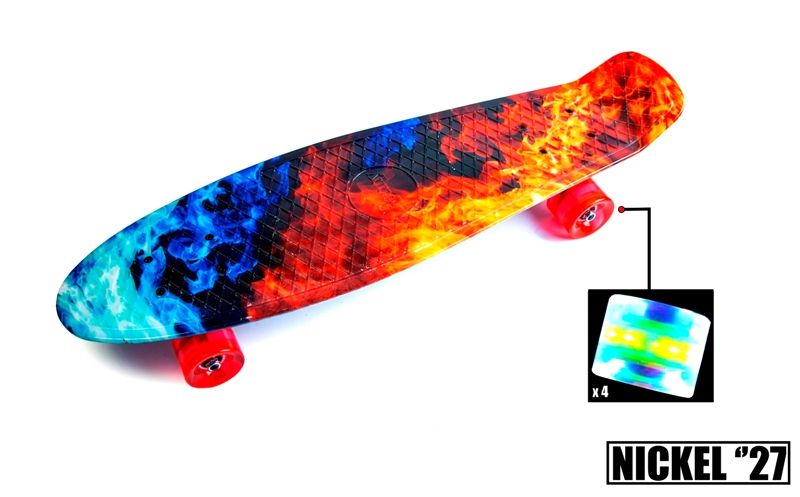 

Пенни борд Nickel 27". "Fire and Ice" (светящиеся колёса) - 439580354