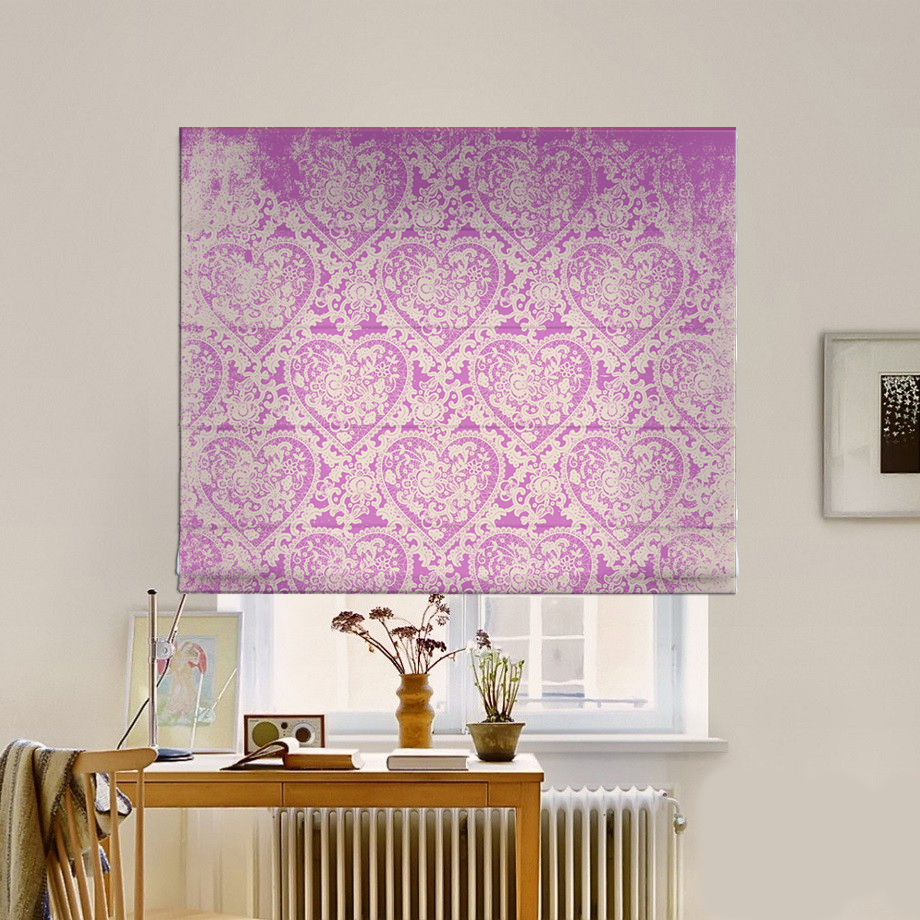 

Римская штора система Classic InHt Фотопечать Гипюр сердце 02-289 Джуси Велюр 60х170 см