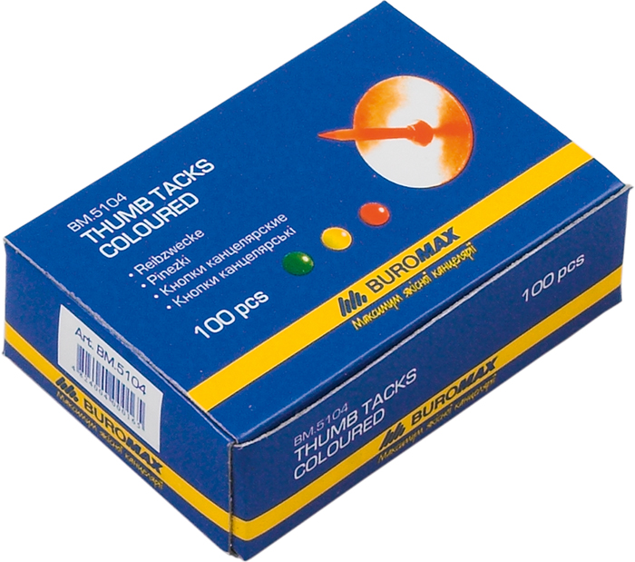 

Набор кнопок Buromax 10 уп по 100 шт Цветные (BM.5104)