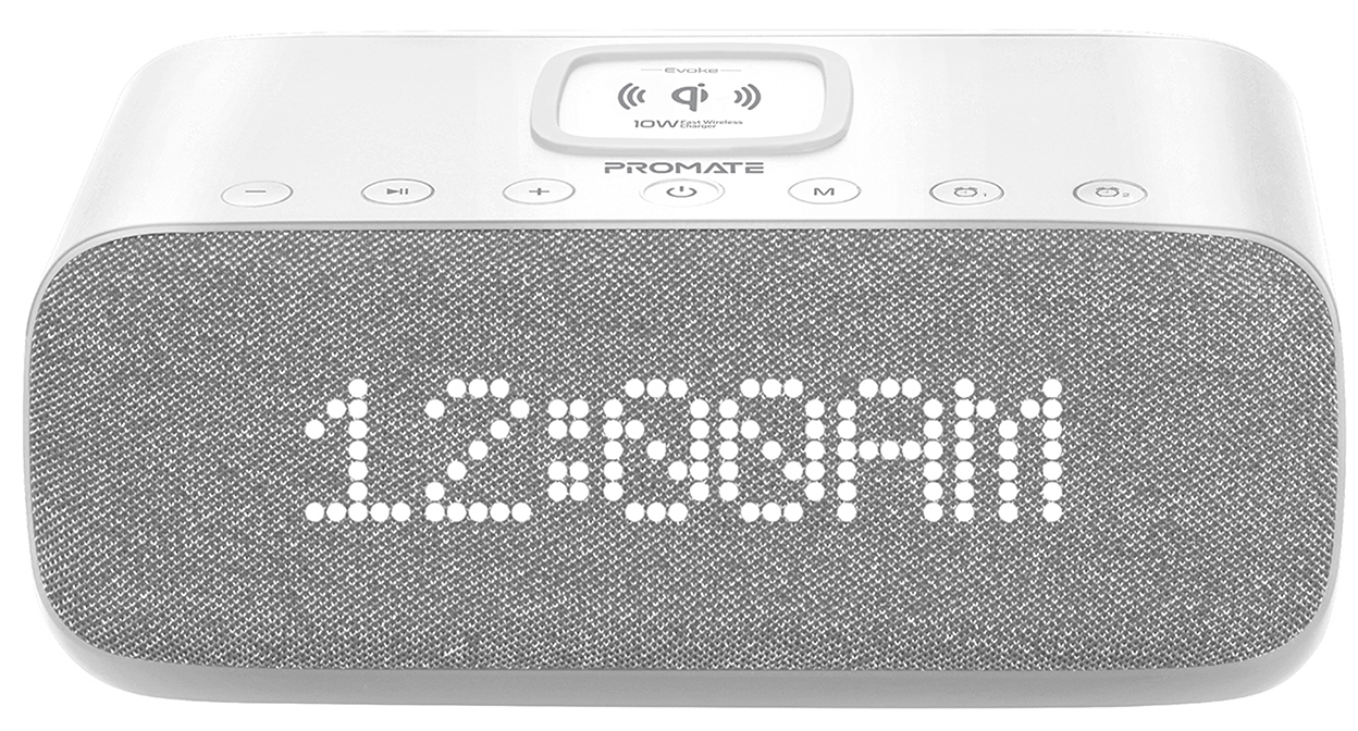 

Настольные часы-будильник Promate Evoke c беспроводной зарядкой 10 Вт White (evoke.white)