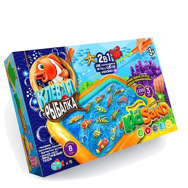 

Детская игра 2 в 1 Danko Toys Клёвая рыбалка+Кинетический песок Kidsand
