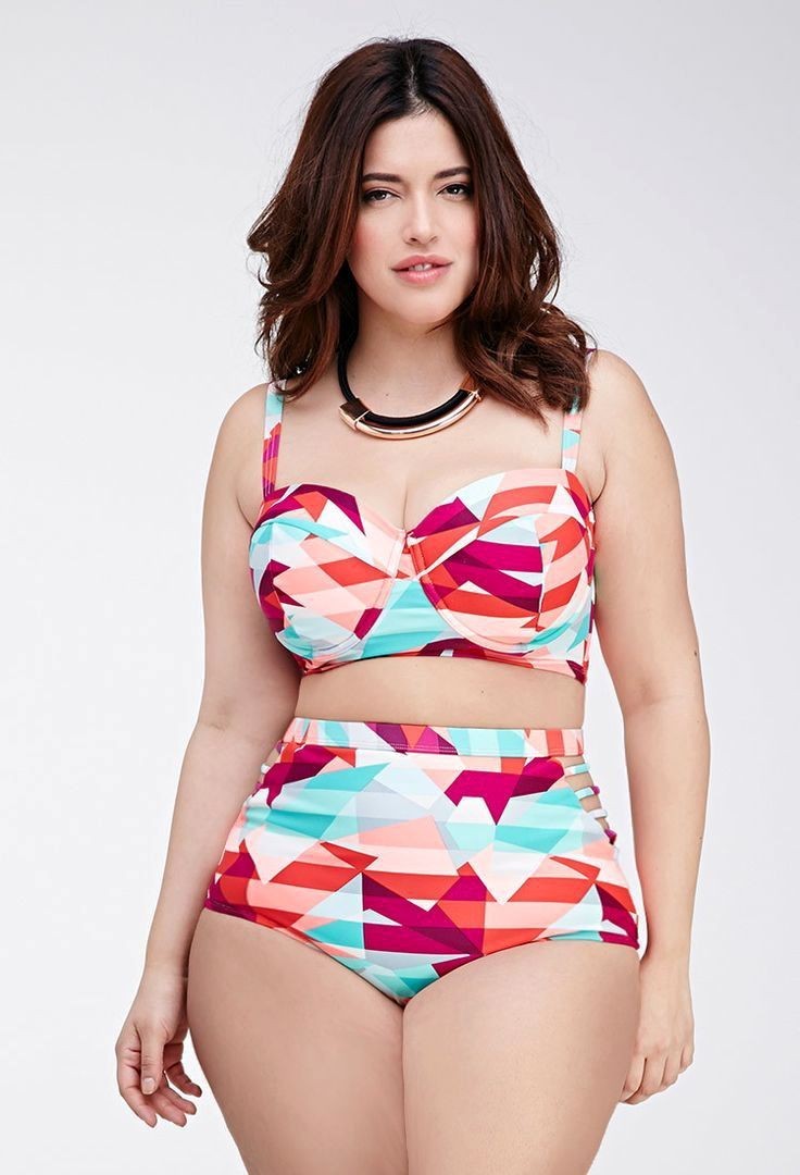 

Купальник Zaful Totally Адель с высокой талией большие размеры с лифом бюстье и чашками на косточках-ornament-raznocvetnie-2XL