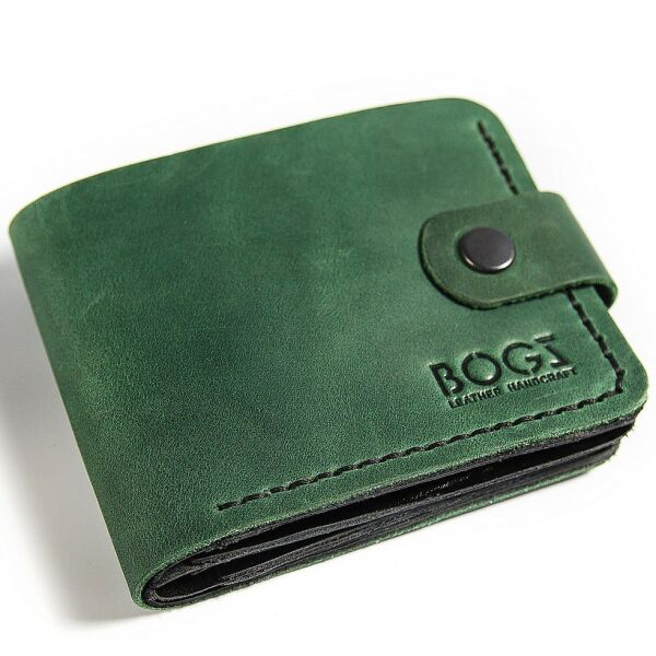 

Мужское портмоне ручной работы из кожи BOGZ Classic Maxi Green/Black P24M9S6