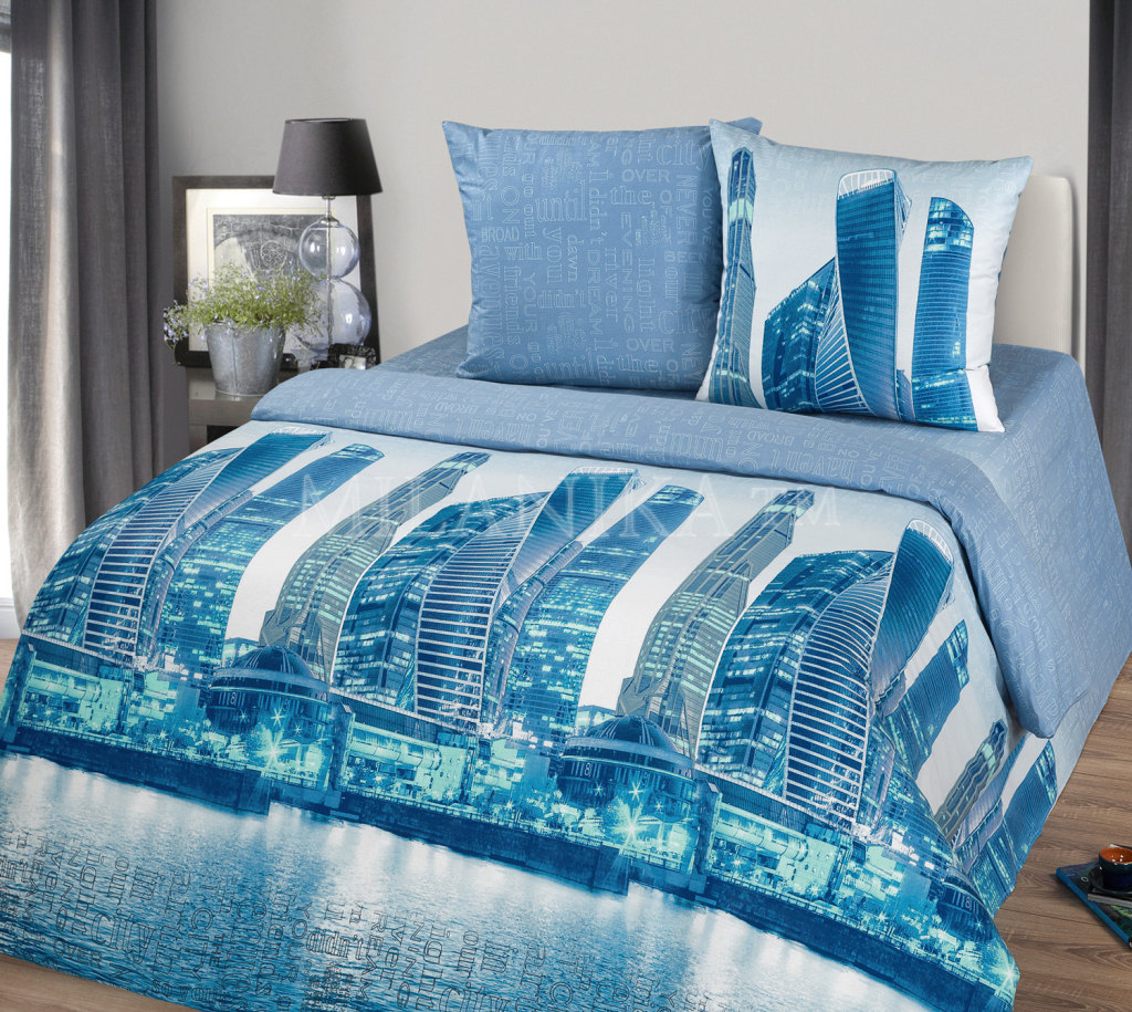 

Комплект постельного белья Небоскребы CottonTwill 1-спальный 150х220 см Бязь (ДРБ042-2)