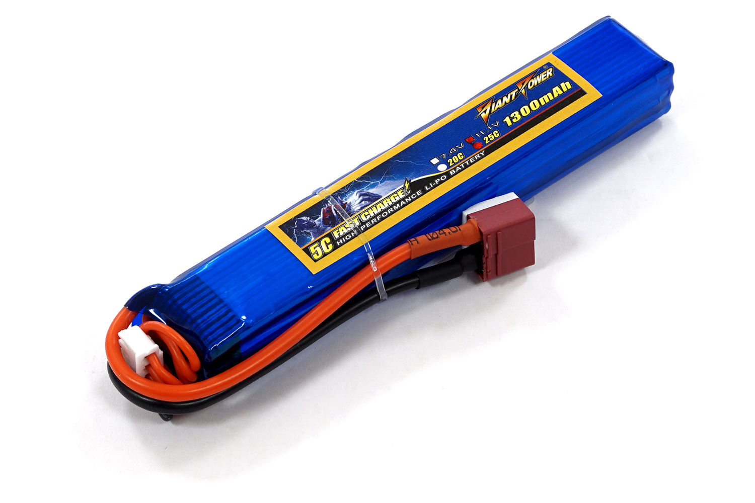 

Аккумулятор для страйкбола Giant Power (Dinogy) Li-Pol 11.1V 3S 1300mAh 25C 18х21х130мм T-Plug