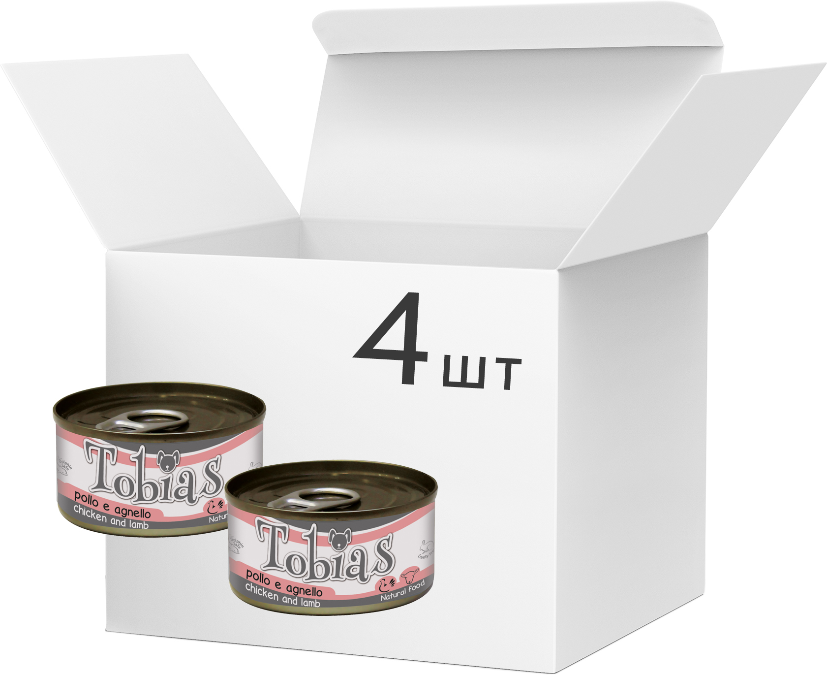 

Упаковка влажного корма для собак Croci Tobias с курицей и ягненком 85 г х 4 шт