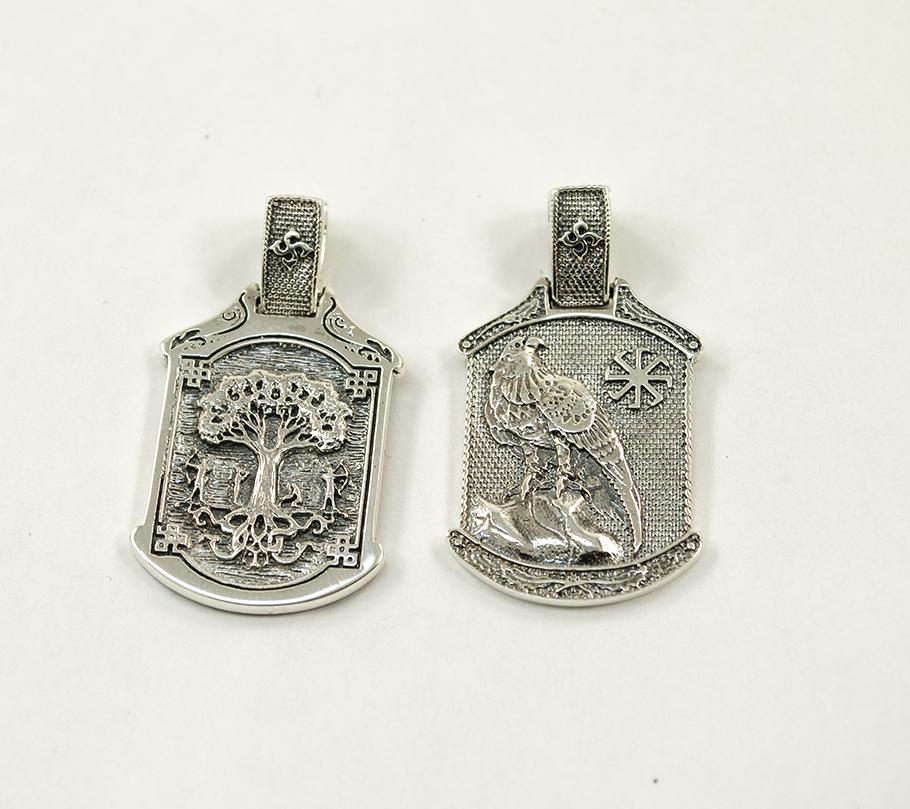 

Оберег коловрат с деревом жизни Maxi Silver 8587