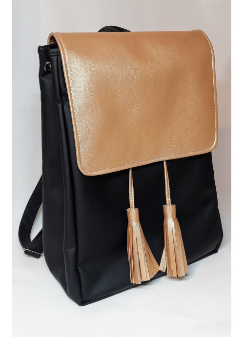 

Женский рюкзак Sambag Loft черный с золотым