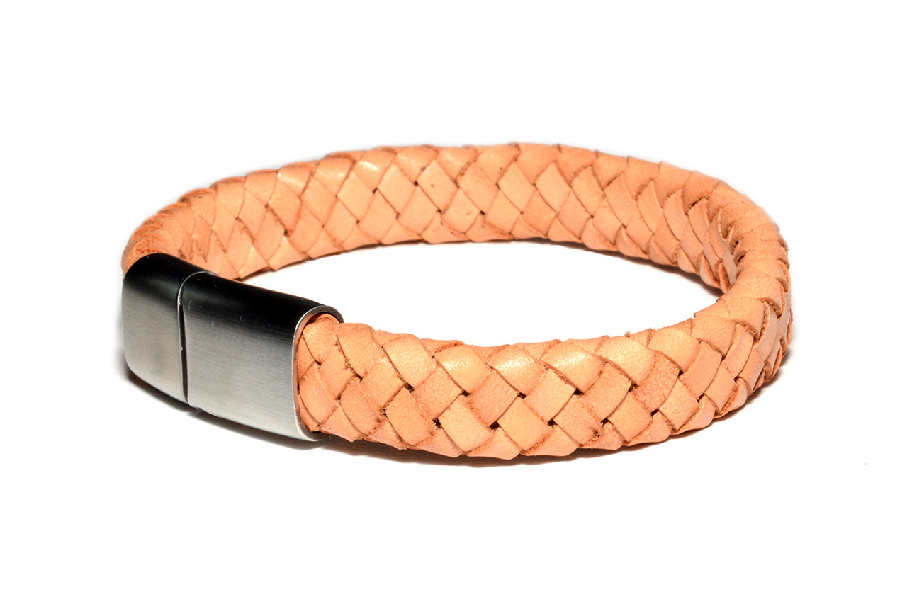 

Браслет Кожаный MS Bracelet Leather Beige 061msb мужской Бежевый 19 размер