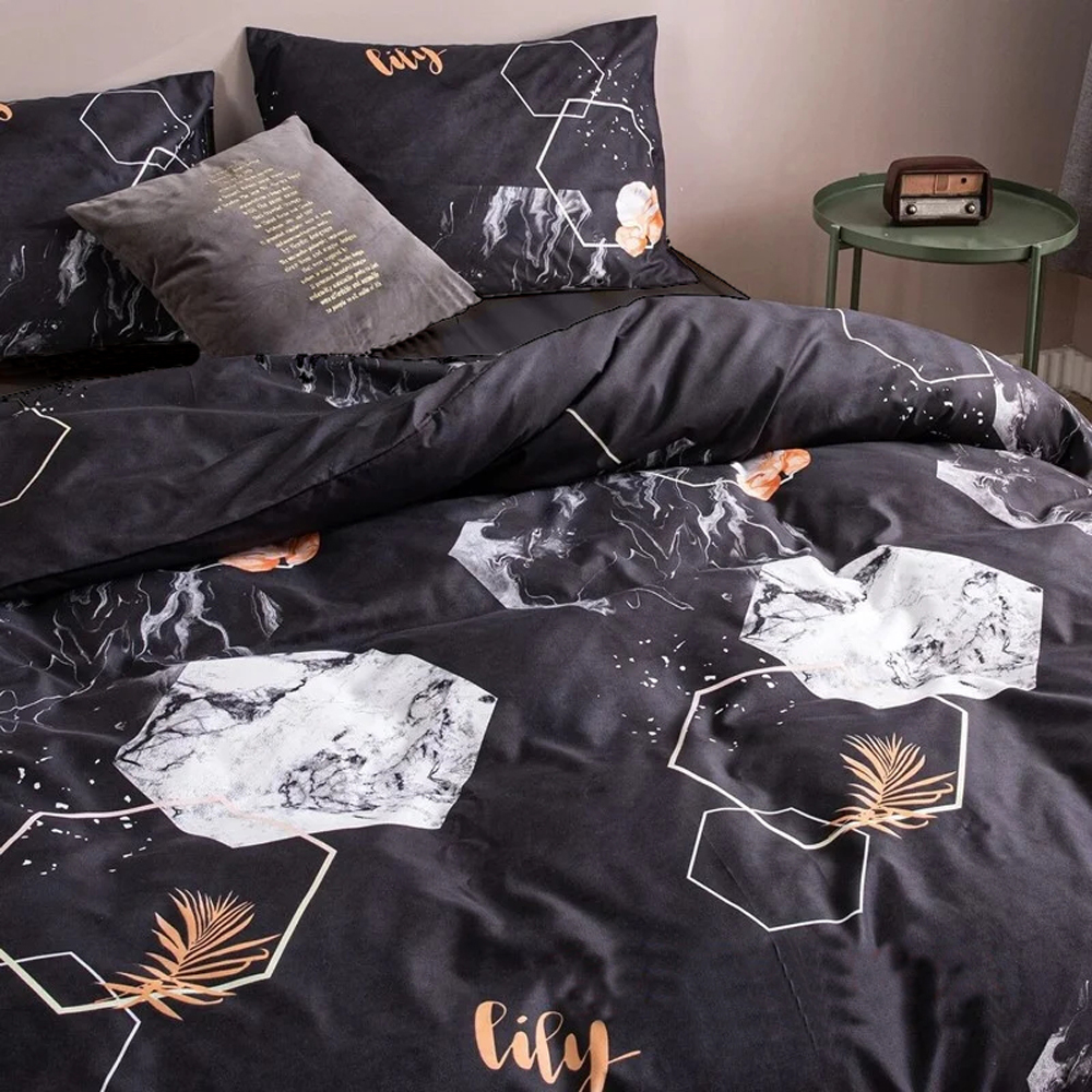 

Комплект постельного белья MirSon Бязь Premium 17-0309 Black marble 1-спальный