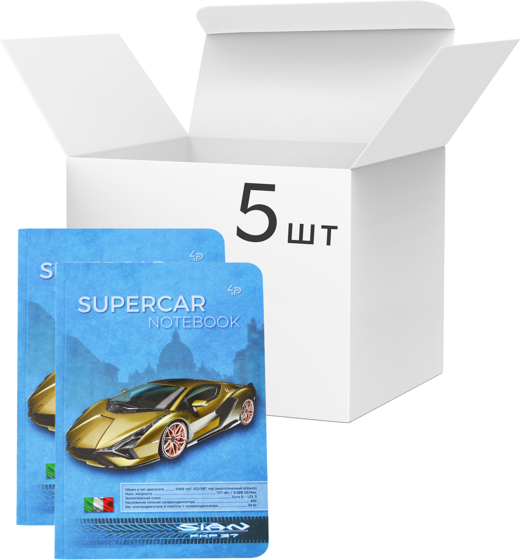 

Упаковка блокнотов 4Profi Profiplan Supercar series А5 в клетку 40 листов Blue 5 шт (903832)