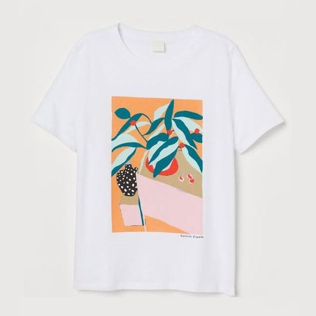

Футболка H&M 060841260 M Белая с разноцветным