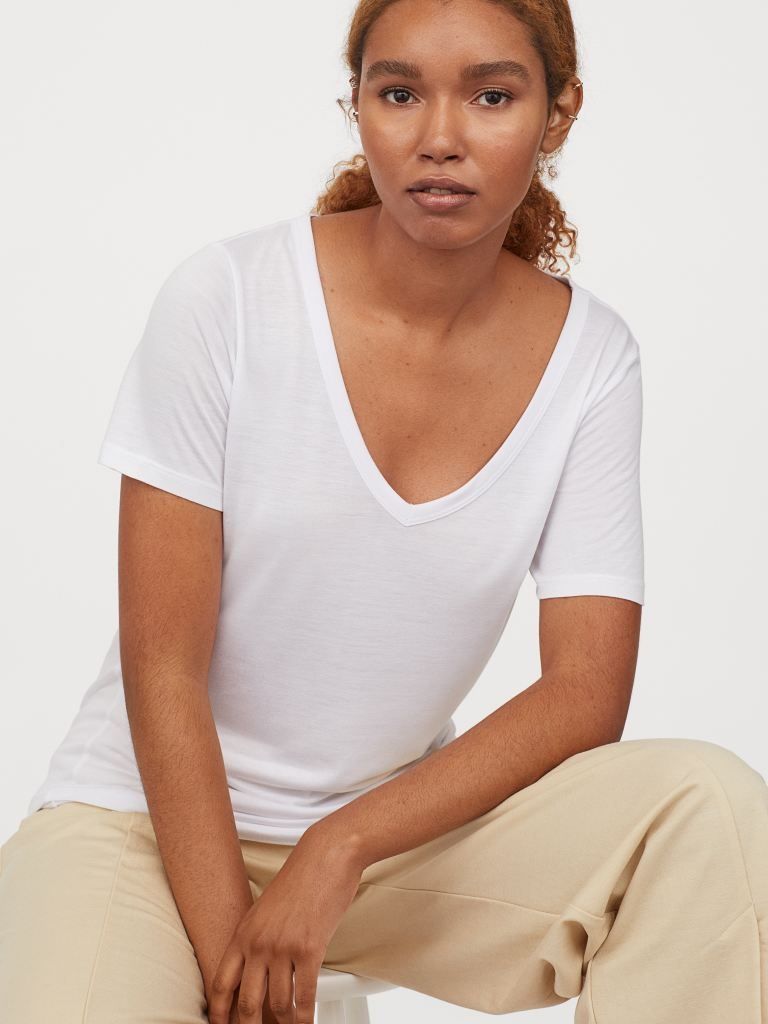 

Футболка H&M 060767032_white  Белая, Футболка H&M 060767032_white S Белая