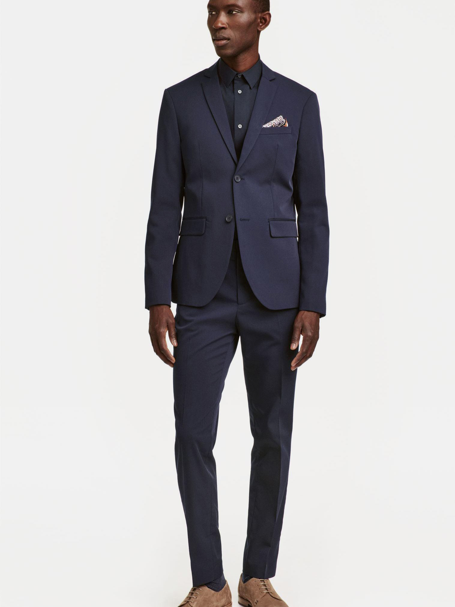 

Брюки H&M 3430014-AAQJ 46 Темно-синие
