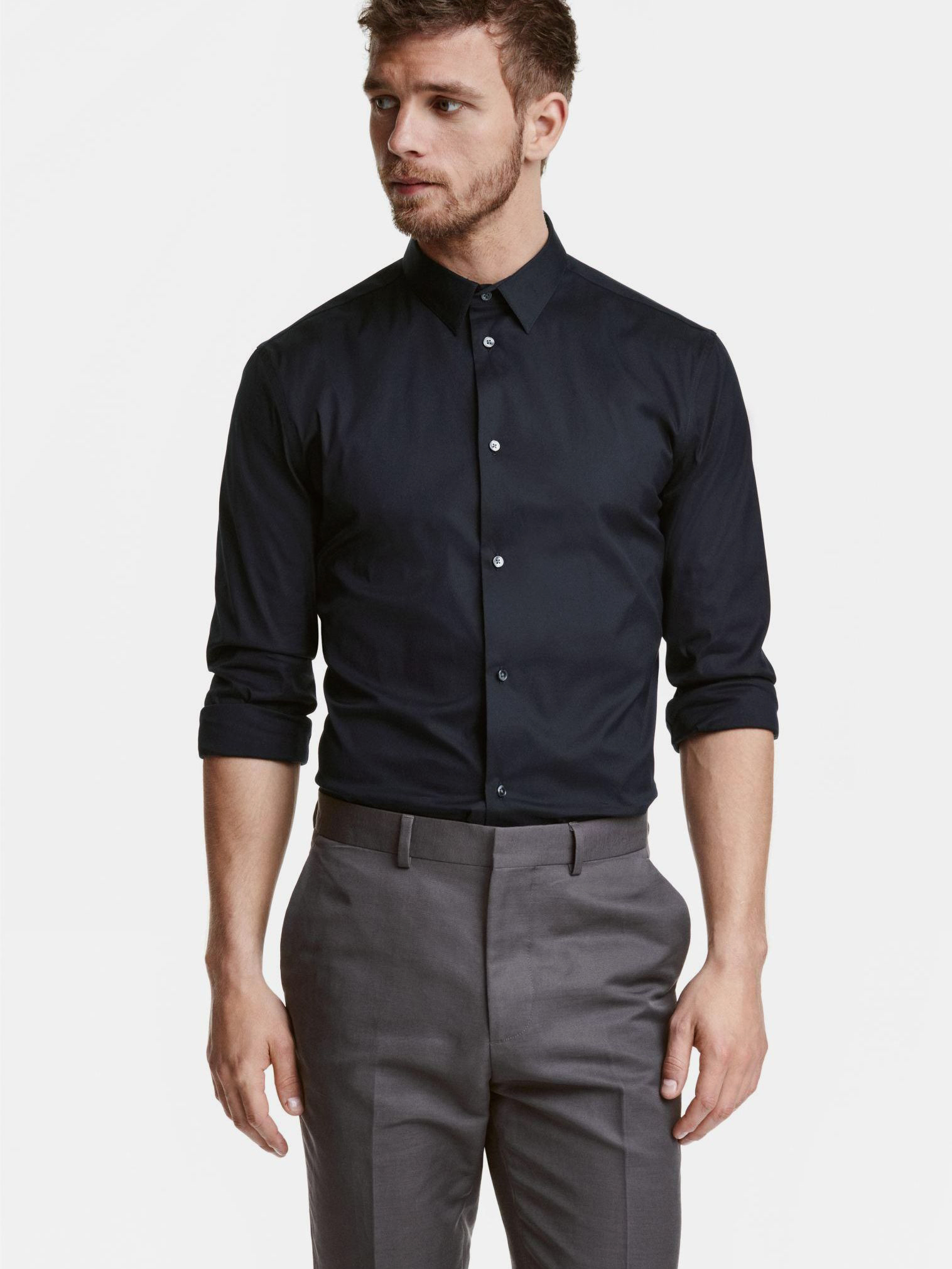 

Рубашка H&M 3929384-AAQJ S Темно-синяя