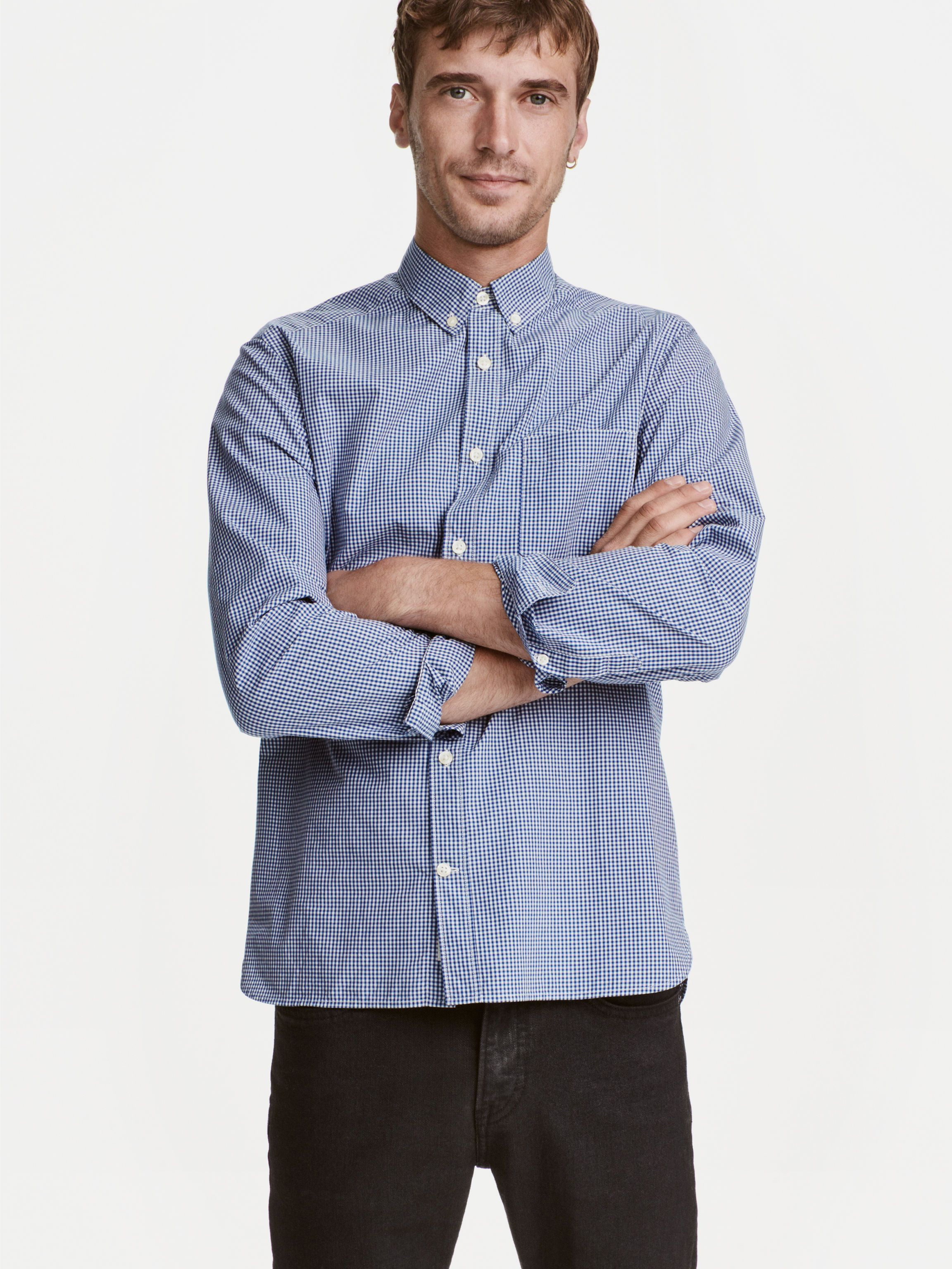 

Рубашка H&M 3544264-ACKP S Белая с синим