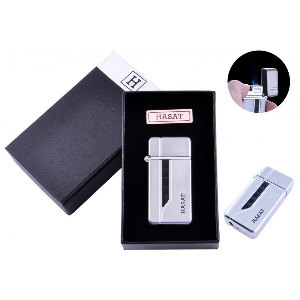 

Зажигалка в подарочной коробке Hasat (Турбо пламя) №4310 Silver