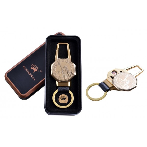 

USB зажигалка в подарочной металлической коробке (брелок + фонарик) №4687C-4