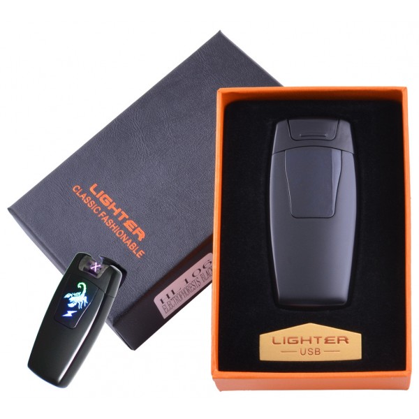 

Электроимпульсная зажигалка в подарочной коробке Скорпион №HL-106 Black