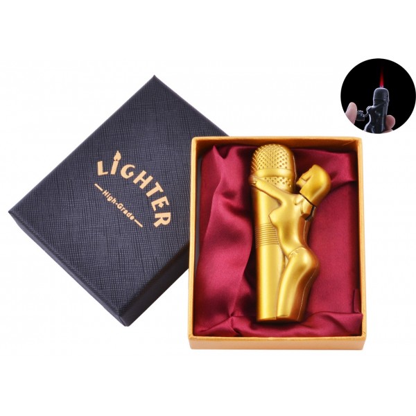 

Зажигалка в подарочной коробке Девушка на Микрофоне (Турбо пламя) №XT-61 Gold