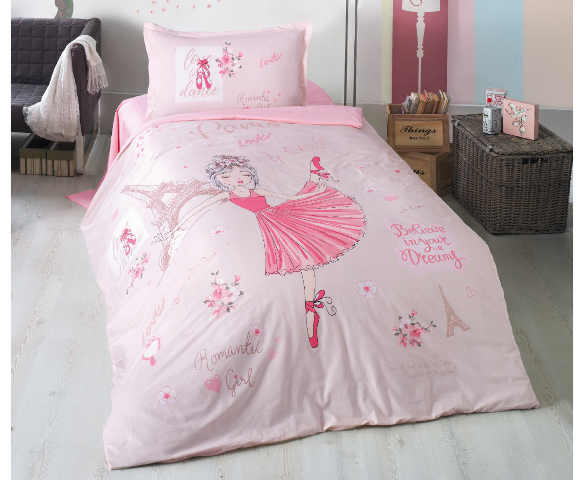 

Комплект постільної білизни Clasy Romantic girl v1 Pembe Підлітковий ранфорс 78071