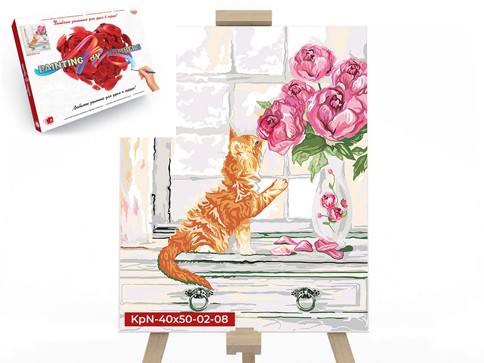 

Картина по номерам Danko Toys Кот с цветами 40х50см KpN-40х50-02-08 В КОРОБКЕ