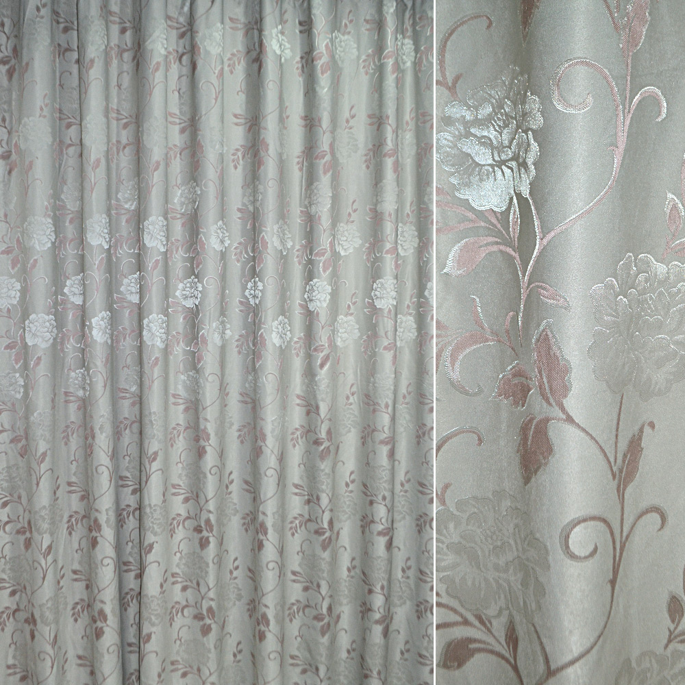 

Софт жаккард цветы с завитками розовые на бирюзово-сером светлом фоне, ш.280 (31457.001)