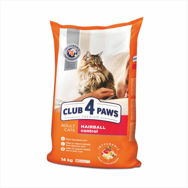 

Сухой корм для кошек Club 4 paws Premium Hairball Control для выведение шерсти из организма 5кг