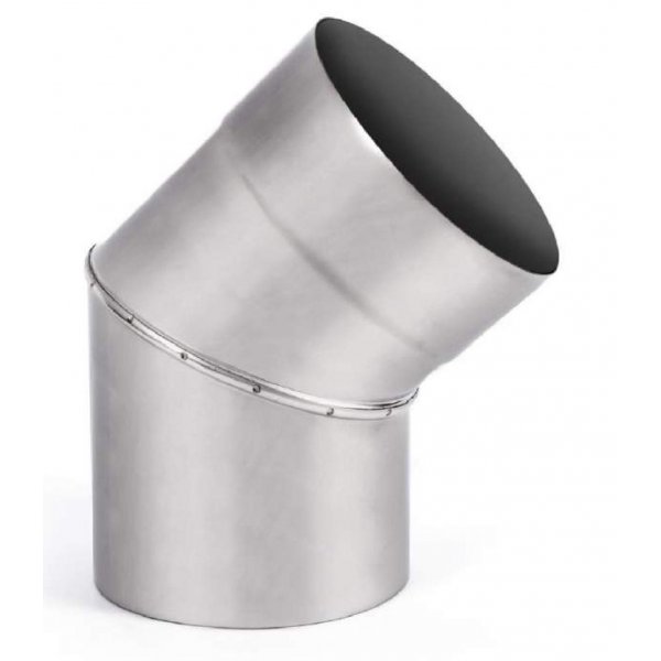 

Колено дымохода 45 сендвич из нержавеющей стали в нержавеющем кожухе 1мм Ф120/180