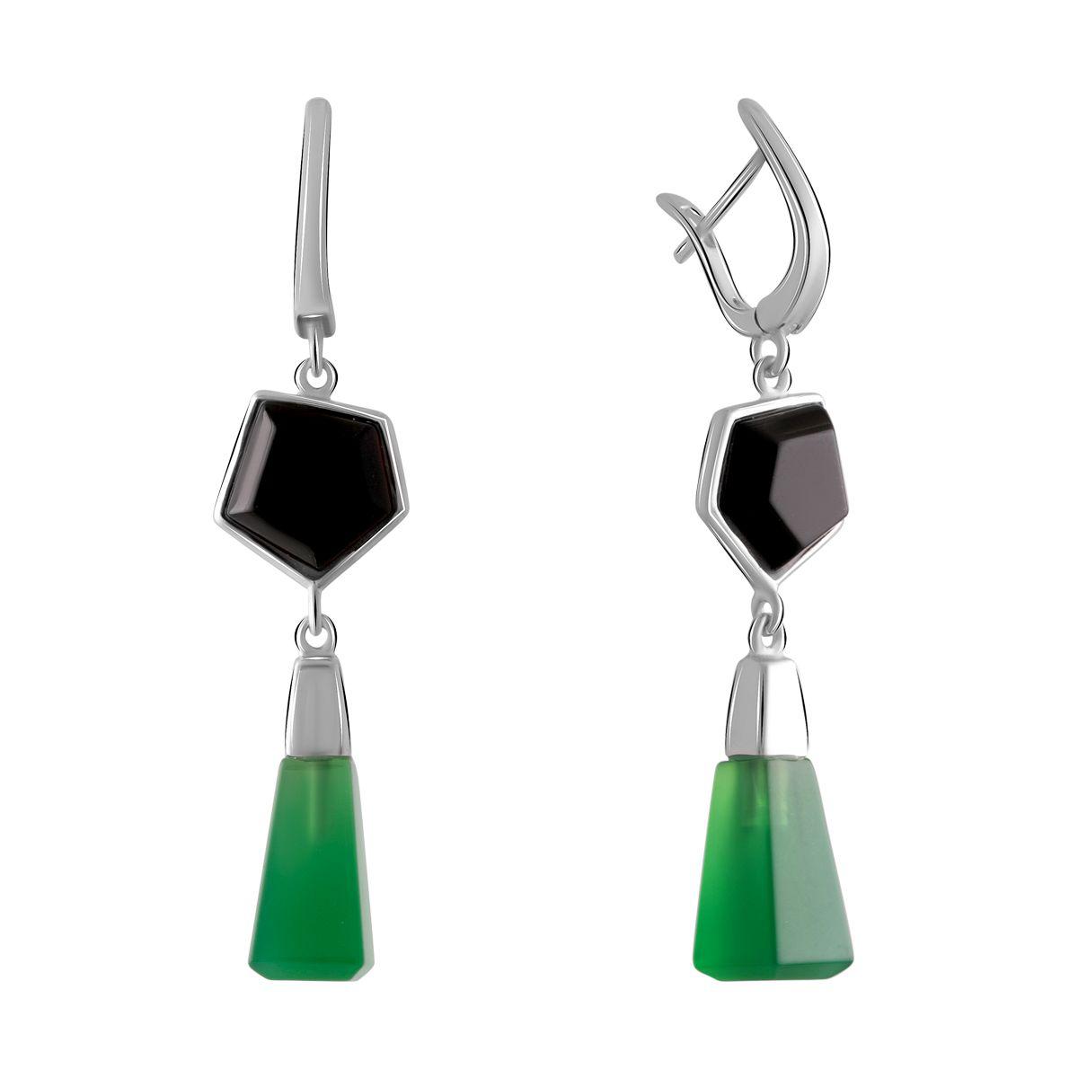 

Серебряные серьги SilverAlex с натуральным агатом 21.636ct, ониксом